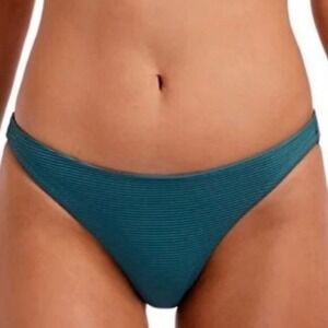 VITAMIN A Swim Bikini Bottom Sz 12 Luciana Hipster Teal Ribbed Reversible Preppy